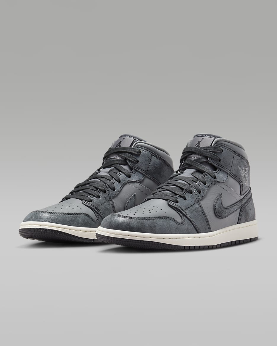Air jordan 1 mid grey and black cheap